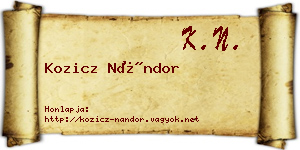 Kozicz Nándor névjegykártya
